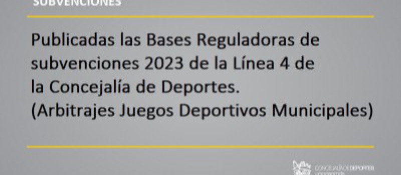Imagen Publicadas las Bases Reguladoras de subvenciones 2023 de la Línea 4 de la Concejalía de Deportes (Arbitrajes Juegos Deportivos Municipales)