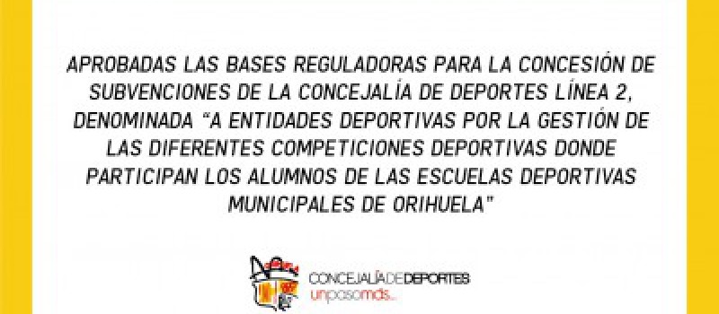 Imagen Aprobadas las bases reguladoras para la concesión de subvenciones de la Concejalía de Deportes línea 2