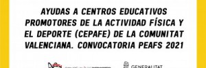 Imagen Ayudas a Centros Educativos Promotores de la Actividad Física y el Deporte (CEPAFE) de la Comunitat Valenciana. Convocatoria PEAFS 2021