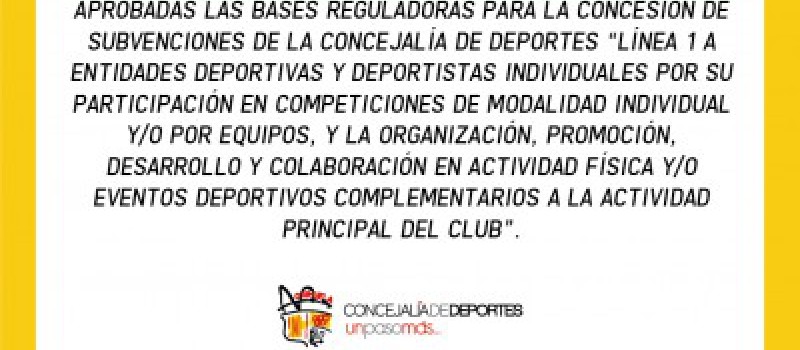 Imagen Aprobadas las bases reguladoras para la concesión de subvenciones de la Concejalía de Deportes línea 1
